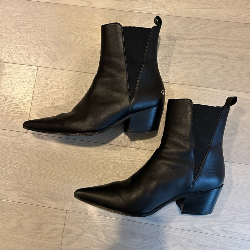 Anine Bing Sky Leather Ankle Boots Black Size EU40 - Picture 3 of 12